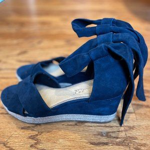 Splendid Navy Wedge Sandals, size 8